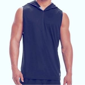 UNDERARMOUR Heatgear Men's Black , Blue UA Velocity Sleeveless Hoodie Size:L